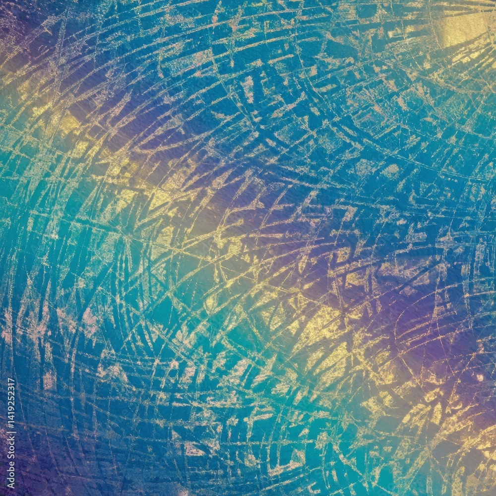 Poster dynamic abstract design featuring vibrant swirls and textured patterns in a colorful background