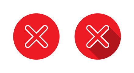 Fototapeta premium Cross mark outline icon with long shadow. X, close, exit sign symbol