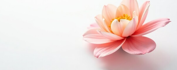 Fototapeta premium Flower's gentle curves and soft colors against white background, abstract, floral, minimalist