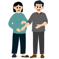 A couple celebrating their pregnancy. family concept. harmonious married couple. minimal vector illustration flat design style