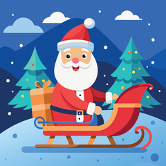 Obraz premium Santa Sleigh Ride Under the Christmas Tree Stars