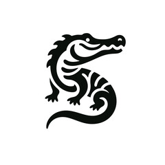 Minimalist Silhouette Black Alligator Logo