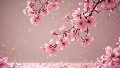 Fototapeta premium Mesmerizing swirl of abstract pink sakura petals against a blurred, pastel background , dreamy, picturesque, petals