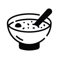 Creatively designed glyph style icon of soup bowl
