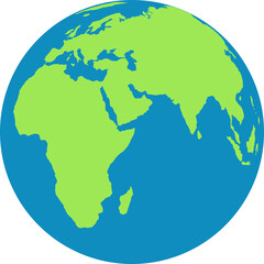 Simplified earth globe transparent PNG. Blue and green earth globe. Earth globe clipart icon. Globe symbol.