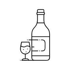 red wine bottle icon, red wine bottle line art - simple line art of red wine bottle, perfect for red wine bottle logos and icons
