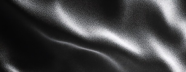 Fototapeta premium Abstract Black Fabric Texture Background with White Glittering Streaks and Crumpled Effect