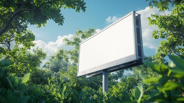 Blank billboard mockup in nature environment for outdoor advertising and marketing campaign use case