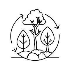 reforestation icon, reforestation line art - simple line art of reforestation, perfect for reforestation logos and icons