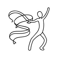 ribbon dance icon, ribbon dance line art - simple line art of ribbon dance, perfect for ribbon dance logos and icons