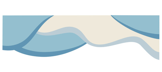 Simple Blue Curve and Wave Shapes. Decorative Element of Header and Corner Border Frame.