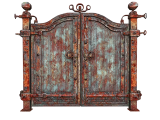 Rusty Old Metal Gate Entrance Antique Weathered  Double Doors  Aged  Iron  Industrial  Vintage  Entryway