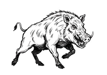 Fototapeta premium charging boar vector illustration