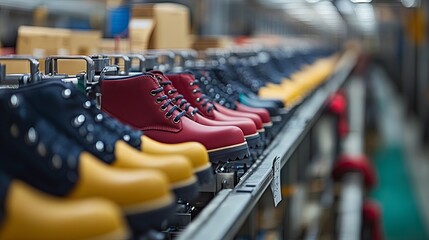 Large-scale footwear manufacturing process in a factory setting
