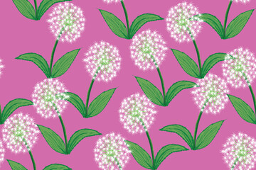 Pink and white flowers on a pink background seamless floral pattern