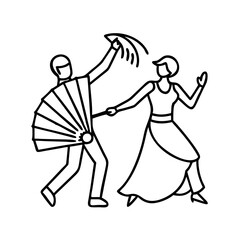 Fototapeta premium salsa dancer with fan icon, salsa dancer with fan line art - simple line art of salsa dancer with fan, perfect for salsa dancer with fan logos and icons