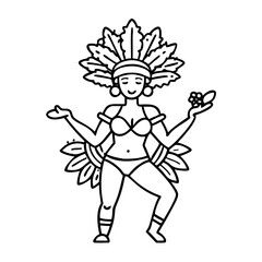 samba dancer icon, samba dancer line art - simple line art of samba dancer, perfect for samba dancer logos and icons