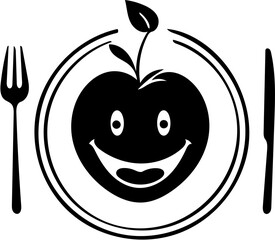 silhouette smile food logo with white background