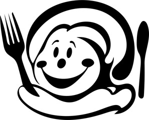 silhouette smile food logo with white background