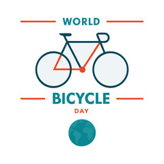World bicycle day hand drawn flat illustration World Bicycle Day creative unique green natural environment
