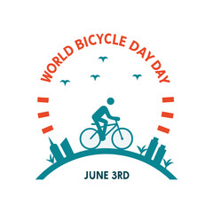 World bicycle day hand drawn flat illustration World Bicycle Day creative unique green natural environment