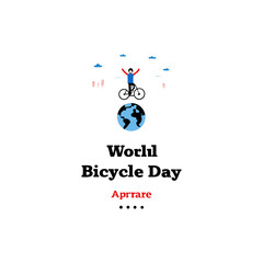World bicycle day hand drawn flat illustration World Bicycle Day creative unique green natural environment