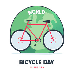 World bicycle day hand drawn flat illustration World Bicycle Day creative unique green natural environment