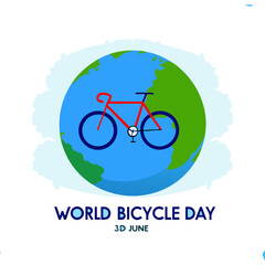 World bicycle day hand drawn flat illustration World Bicycle Day creative unique green natural environment