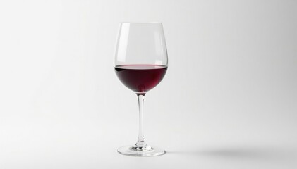 A single glass of red wine against pure white Simple, sophisticated , backdrop, graphic design, image