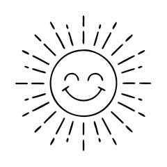 smile with rays icon, smile with rays line art - simple line art of smile with rays, perfect for smile with rays logos and icons