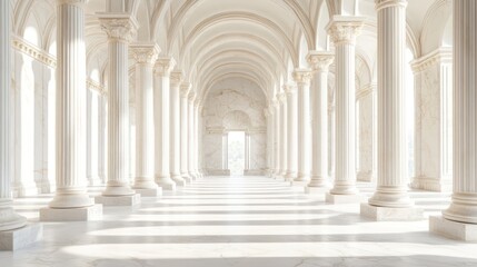 Architectural marvel featuring pristine marble columns and an elegant hallway