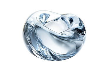 Elegant sculpted glass art piece mesmerizing fluid form design on black background showcasing on transparent background