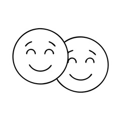 Fototapeta premium smiling faces side by side icon, smiling faces side by side line art - simple line art of smiling faces side by side, perfect for smiling faces side by side logos and icons