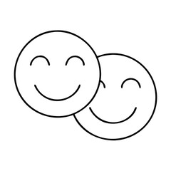 smiling faces side by side icon, smiling faces side by side line art - simple line art of smiling faces side by side, perfect for smiling faces side by side logos and icons