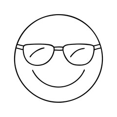 smiling face with sunglasses icon, smiling face with sunglasses line art - simple line art of smiling face with sunglasses, perfect for smiling face with sunglasses logos and icons