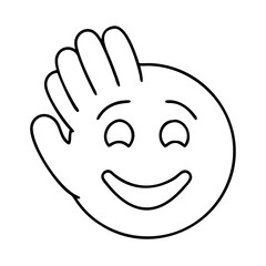 smiling hand emoji icon, smiling hand emoji line art - simple line art of smiling hand emoji, perfect for smiling hand emoji logos and icons