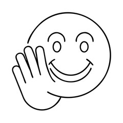 smiling hand emoji icon, smiling hand emoji line art - simple line art of smiling hand emoji, perfect for smiling hand emoji logos and icons