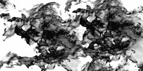 Ink in Motion with Monochrome Chaos. The Dance of Darkness of Fluid Shadows. Black ink on paper texture. Abstract stains and splash pattern with Ethereal Smoke Forms. Abstract Shadow Bloom.