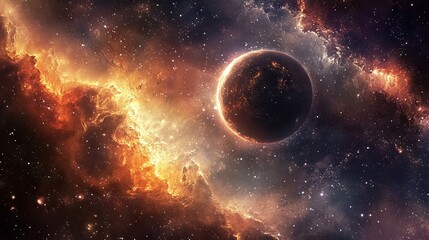 Obraz premium Planets in space with twinkling stars and glow