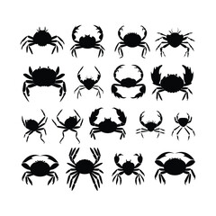 Naklejka premium Crab silhouette set clipart on a white background