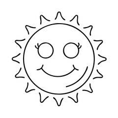 smiling sun icon, smiling sun line art - simple line art of smiling sun, perfect for smiling sun logos and icons