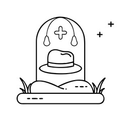 soldier s hat on grave icon, soldier s hat on grave line art - simple line art of soldier s hat on grave, perfect for soldier s hat on grave logos and icons