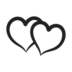 Hand drawn double hearts. Two hand drawn hearts.