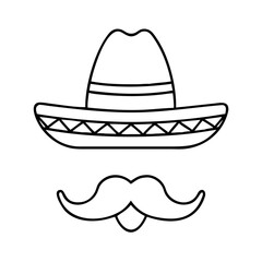 sombrero and mustache combo icon, sombrero and mustache combo line art - simple line art of sombrero and mustache combo, perfect for sombrero and mustache combo logos and icons