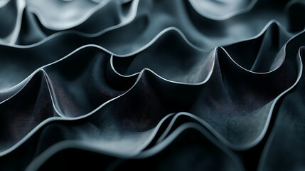 Textured Black Fabric Creates Elegant Waves in Soft Folds, Showcasing Depth and Movement in Close-Up