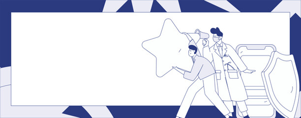 Medical characters fighting the epidemic flat vector concept operation hand drawn illustration
