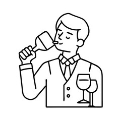 sommelier tasting icon, sommelier tasting line art - simple line art of sommelier tasting, perfect for sommelier tasting logos and icons