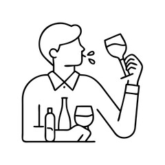 sommelier tasting icon, sommelier tasting line art - simple line art of sommelier tasting, perfect for sommelier tasting logos and icons