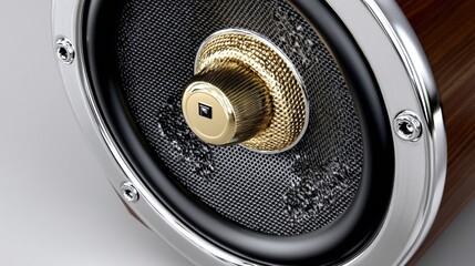 Premium Audio Speaker with Gold Knob and Metal Mesh Cover for High-Fidelity Sound Production