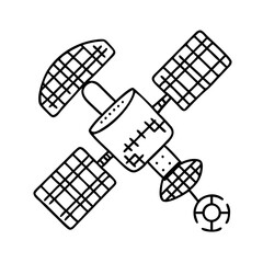 space station icon, space station line art - simple line art of space station, perfect for space station logos and icons